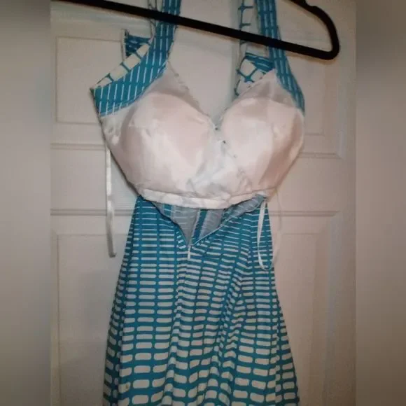 VINTAGE Pristine 50s hourglass pleated skirt cross back push up pinup dress - Picture 15 of 16